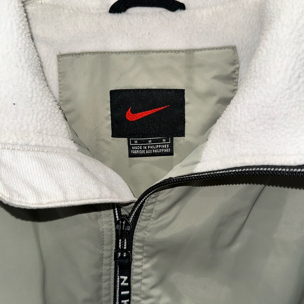 Vtg Retro‎ NIKE Fleece Lined Colorblock Jacket Beige/White Men's Sz Medium - Picture 3 of 3